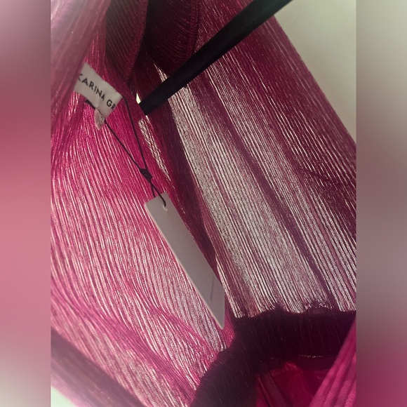 NWT $328 KARINA GRIMALDI Revolve Mernet Hot Pink Magenta Maxi Shoulder Pad Dress - Picture 5 of 13